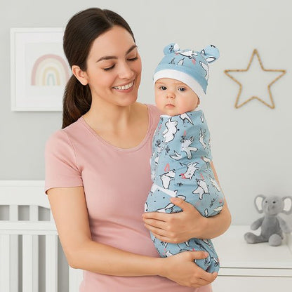Couverture emmaillotage bébé rose nouveau-né