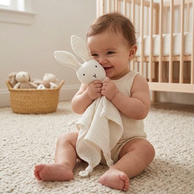 Doudou lapin personnalisé prénom brodé Oeko-Tex bébé