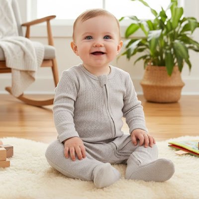 Pyjama bébé doux coton motifs souris gris