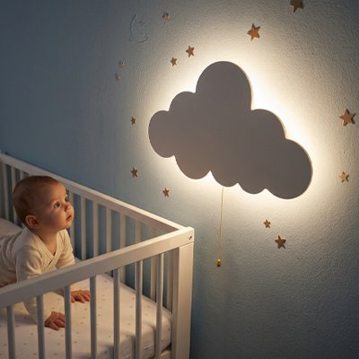 Veilleuse murale nuage étoiles chambre bébé nuit paisible - Bébé Petit Nuage